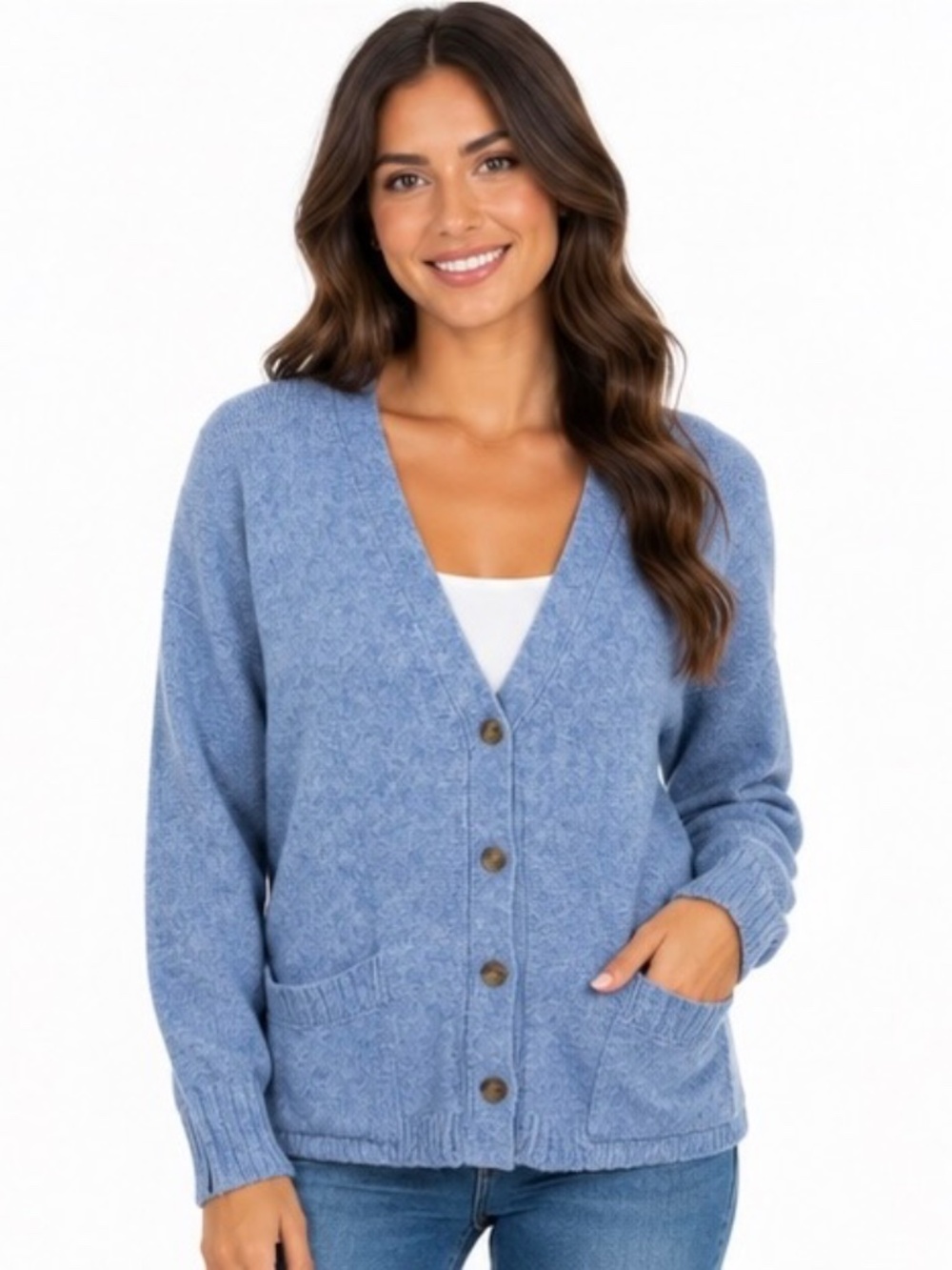 Ella Moss Blue Knit Cardigan – Women's Medium